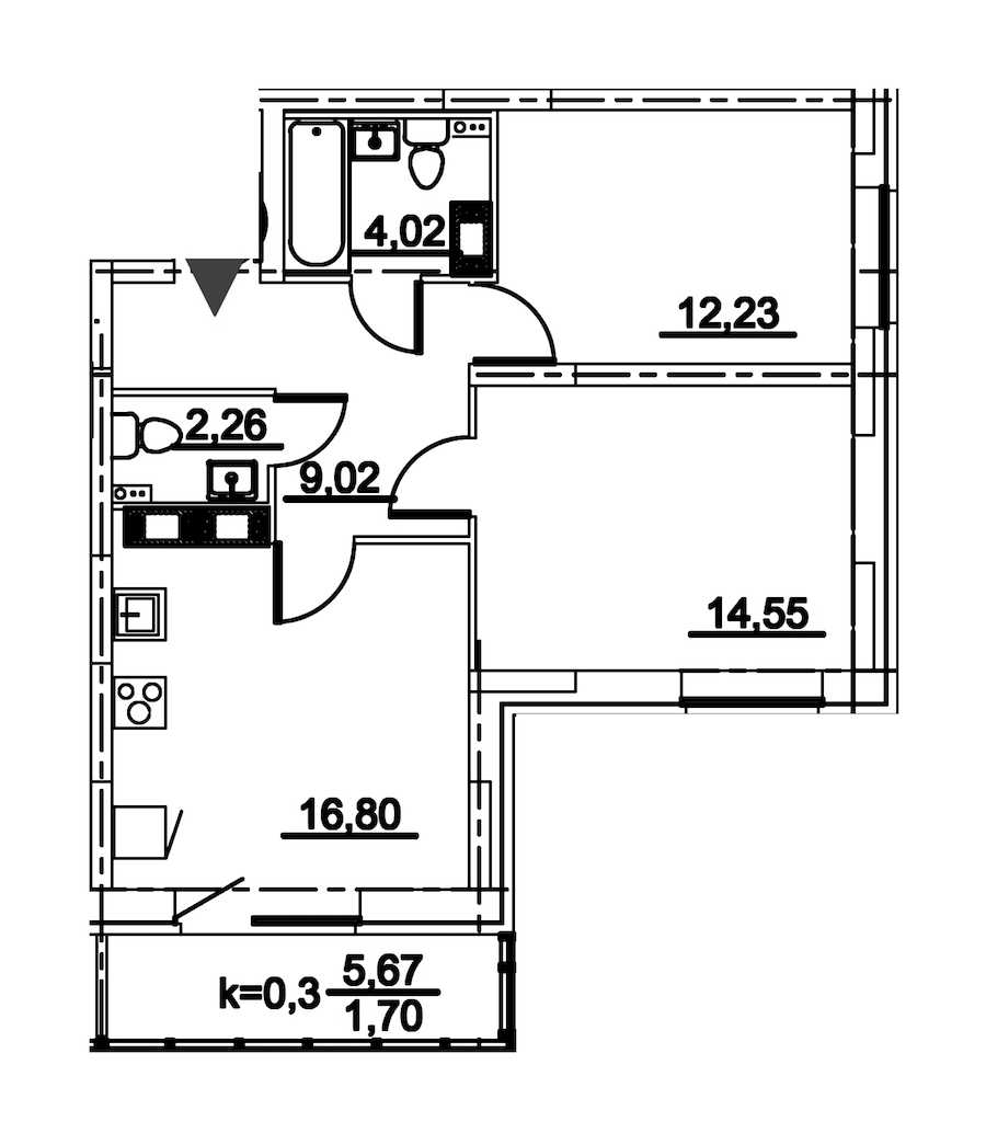 Двухкомнатная квартира в : площадь 71.03 м2 , этаж: 7 – купить в Санкт-Петербурге